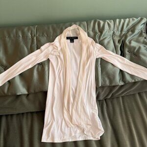 Ralph Lauren XS Ivory Draped Open Front Long Sleeve Cardigan silk.